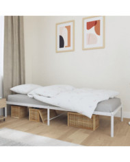 Cadre de lit métal sans matelas blanc 75x190 cm | Mobilier & Déco