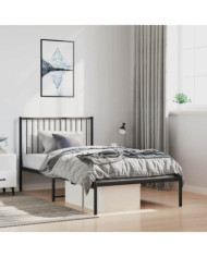 Cadre de lit métal sans matelas avec tête de lit noir 100x200cm | Mobilier & Déco