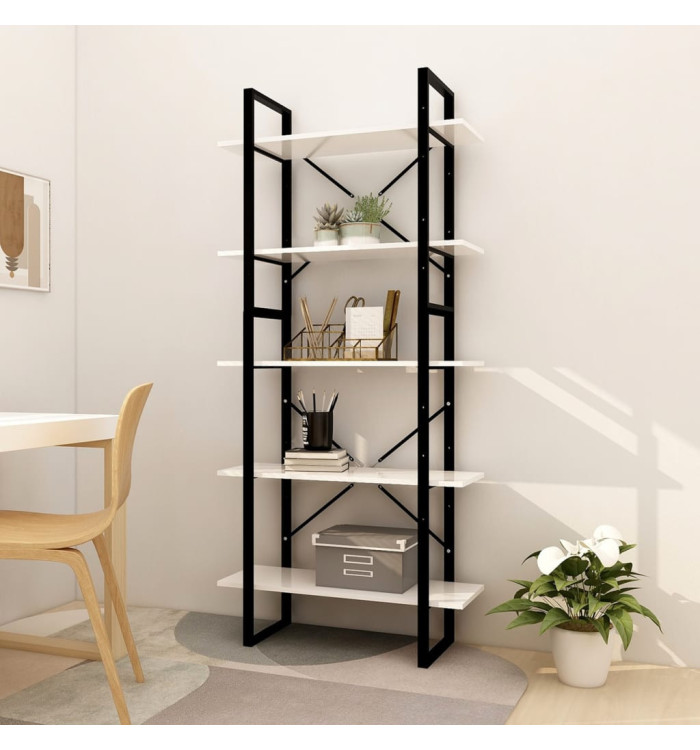 Bibliothèque à 5 niveaux Blanc 80x30x175 cm Bois d'ingénierie | Mobilier & Déco