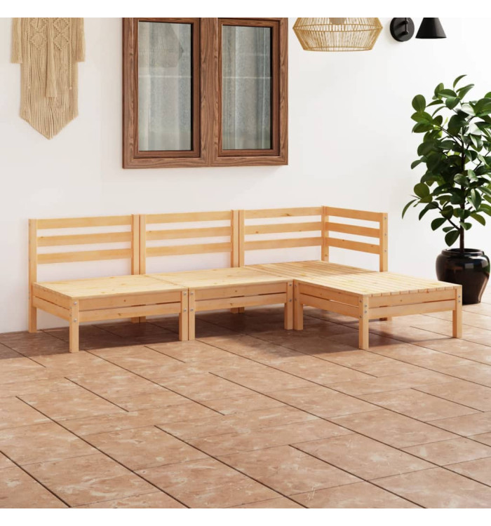 Salon de jardin 4 pcs Bois de pin massif | Mobilier & Déco