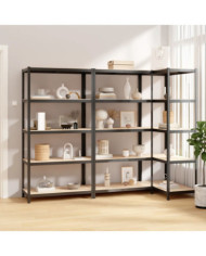 Étagères à 5 niveaux 3pcs Anthracite Acier et bois d'ingénierie | Mobilier & Déco