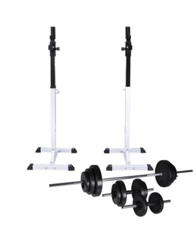 Support d'haltères avec jeu d'haltères et de poids 30,5 kg | Mobilier & Déco