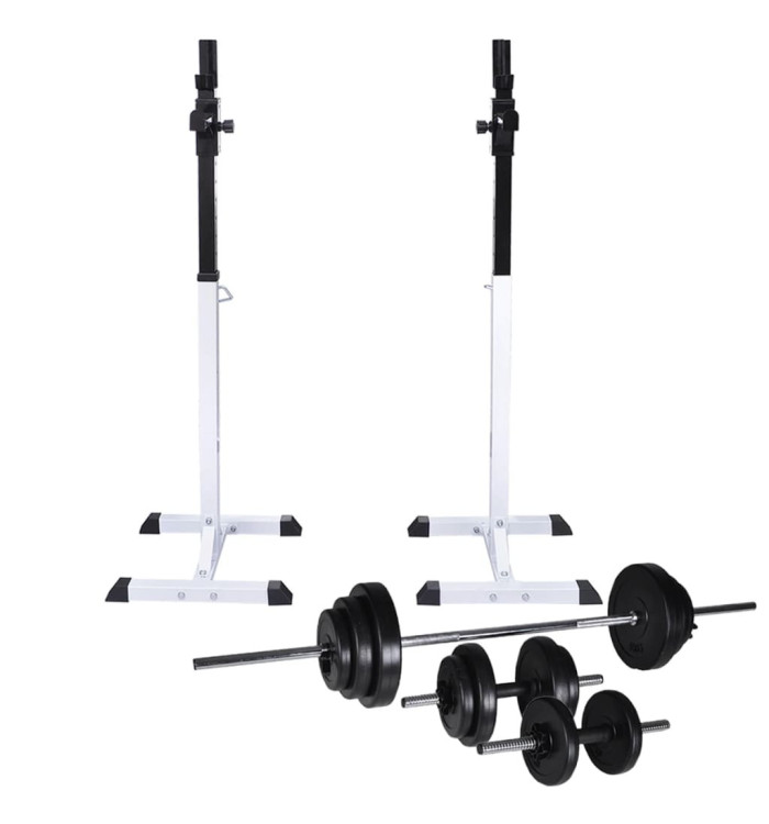 Support d'haltères avec jeu d'haltères et de poids 30,5 kg | Mobilier & Déco