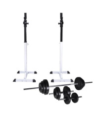 Support d'haltères avec jeu d'haltères et de poids 30,5 kg | Mobilier & Déco