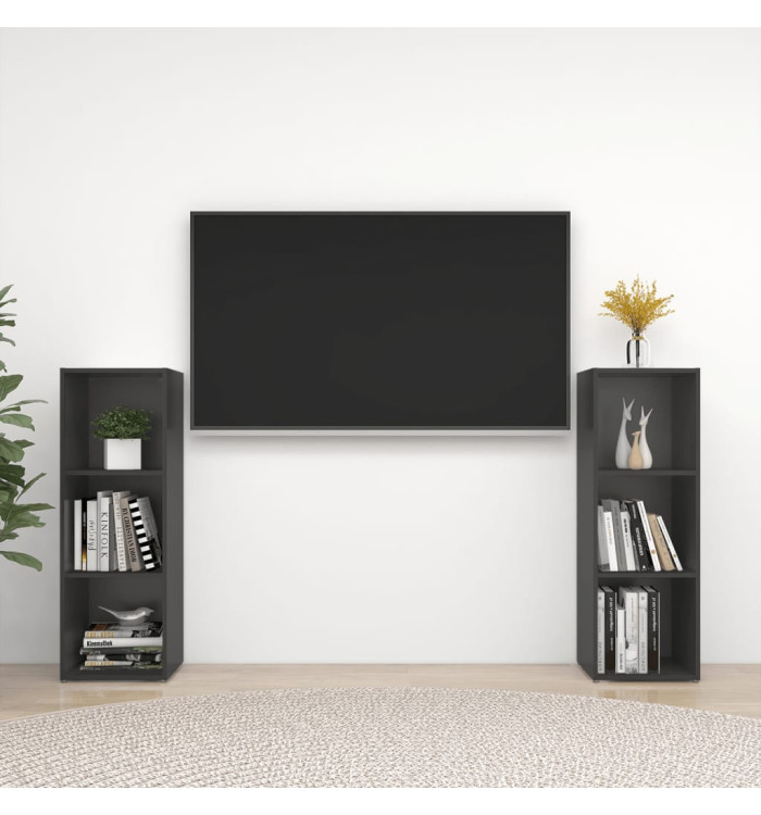 Meubles TV 2 pcs Gris 107x35x37 cm Bois d'ingénierie | Mobilier & Déco