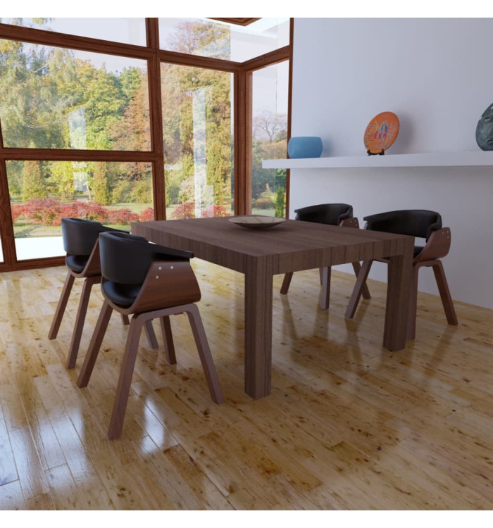 Chaises à manger lot de 4 bois courbé et similicuir | Mobilier & Déco