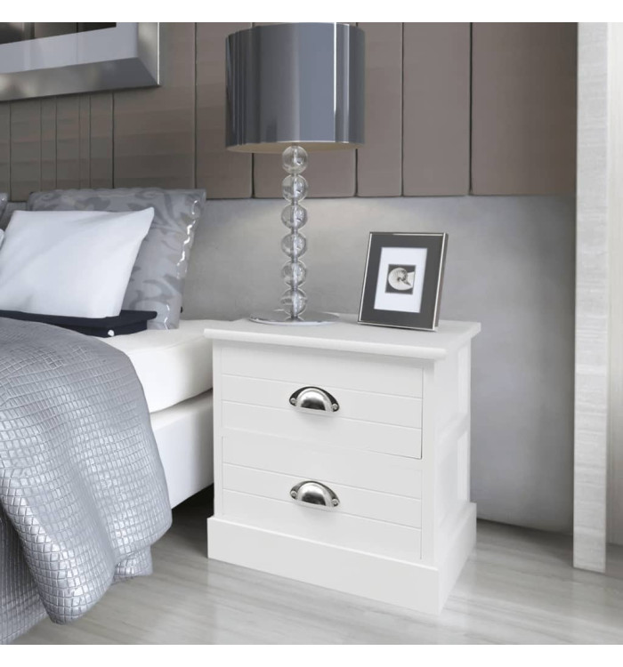 Table de chevet en style français 2 pcs Blanc | Mobilier & Déco