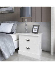 Table de chevet en style français 2 pcs Blanc | Mobilier & Déco