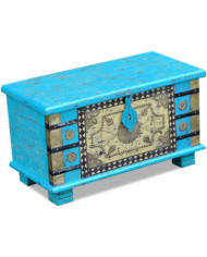 Coffre de rangement Bois de manguier bleu 80 x 40 x 45 cm | Mobilier & Déco