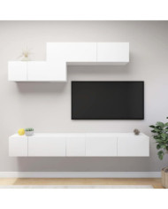 Ensemble de meuble TV 6 pcs Blanc Bois d'ingénierie | Mobilier & Déco
