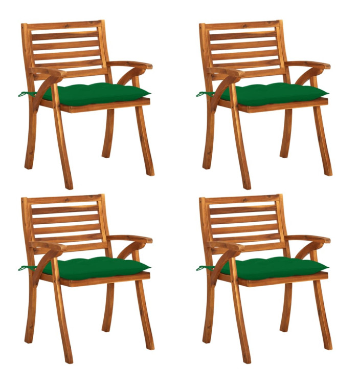 Chaises de jardin avec coussins lot de 4 Bois de teck solide | Mobilier & Déco