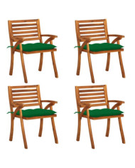 Chaises de jardin avec coussins lot de 4 Bois de teck solide | Mobilier & Déco
