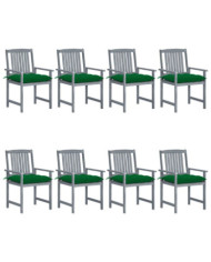 Chaises de jardin et coussins lot de 8 Bois acacia solide Gris | Mobilier & Déco