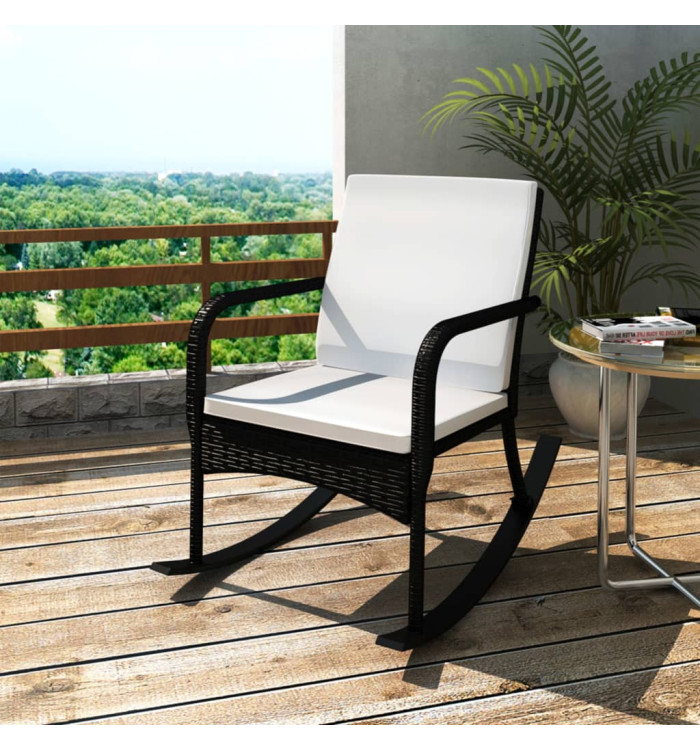 Chaise à bascule d'extérieur Noir Résine tressée | Mobilier & Déco