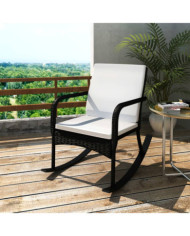 Chaise à bascule d'extérieur Noir Résine tressée | Mobilier & Déco