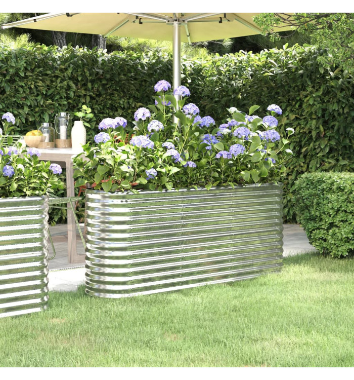 Lit surélevé de jardin Acier enduit de poudre Argenté | Mobilier & Déco