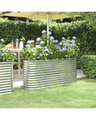 Lit surélevé de jardin Acier enduit de poudre Argenté | Mobilier & Déco