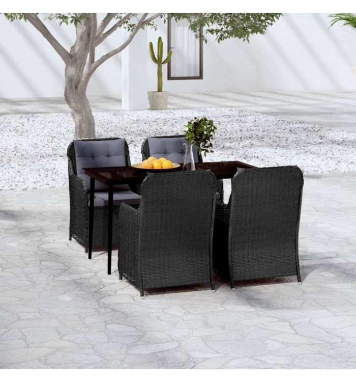 Ensemble à manger de jardin 5 pcs Noir | Mobilier & Déco