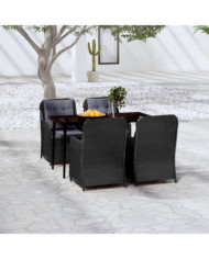 Ensemble à manger de jardin 5 pcs Noir | Mobilier & Déco