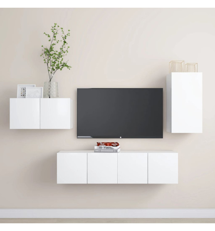 Ensemble de meubles TV 4 pcs Blanc Bois d'ingénierie | Mobilier & Déco