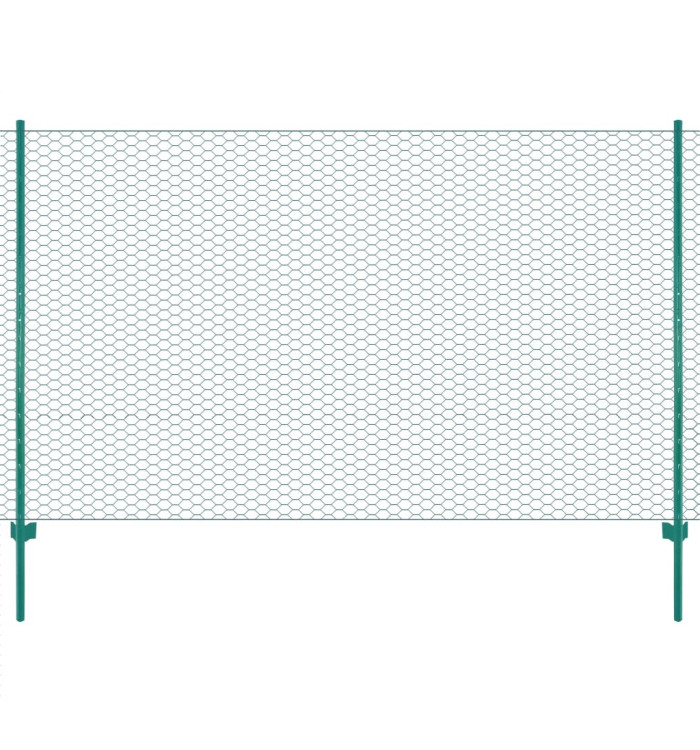 Clôture en grillage métallique avec poteaux Acier 25x1,5m Vert | Mobilier & Déco