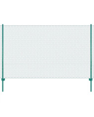 Clôture en grillage métallique avec poteaux Acier 25x1,5m Vert | Mobilier & Déco