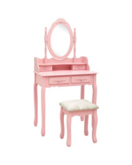 Ensemble de coiffeuse avec tabouret Rose 75x69x140 cm Paulownia | Mobilier & Déco