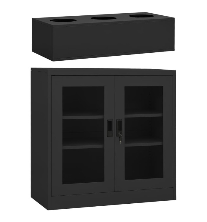Armoire de bureau et jardinière Anthracite 90x40x113 cm Acier | Mobilier & Déco