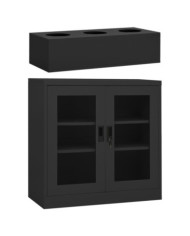Armoire de bureau et jardinière Anthracite 90x40x113 cm Acier | Mobilier & Déco