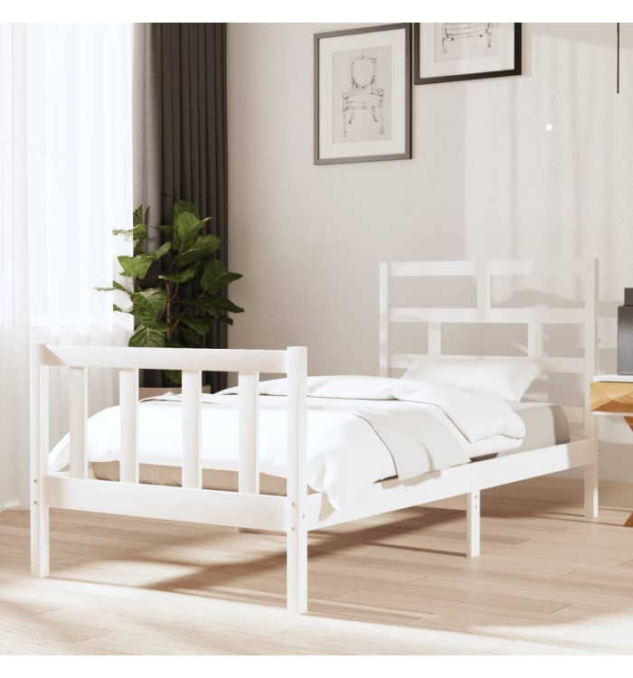 Cadre de lit sans matelas blanc bois de pin massif | Mobilier & Déco