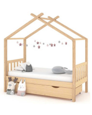 Cadre de lit enfant avec tiroir bois de pin massif 80x160 cm | Mobilier & Déco