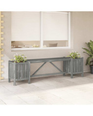 Banc de jardin avec 2 jardinières 150 cm bois d'acacia gris | Mobilier & Déco