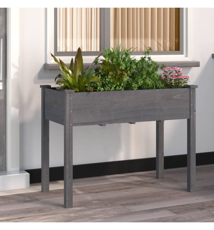 Jardinière avec doublure gris 118x59x76 cm bois massif de sapin | Mobilier & Déco