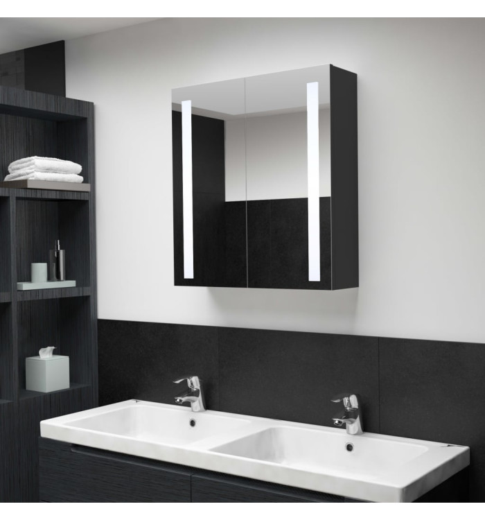 Armoire de salle de bain à miroir LED 62x14x60 cm | Mobilier & Déco
