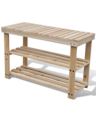 Étagère à chaussures 2 en 1 et dessus banc Bois de sapin massif | Mobilier & Déco