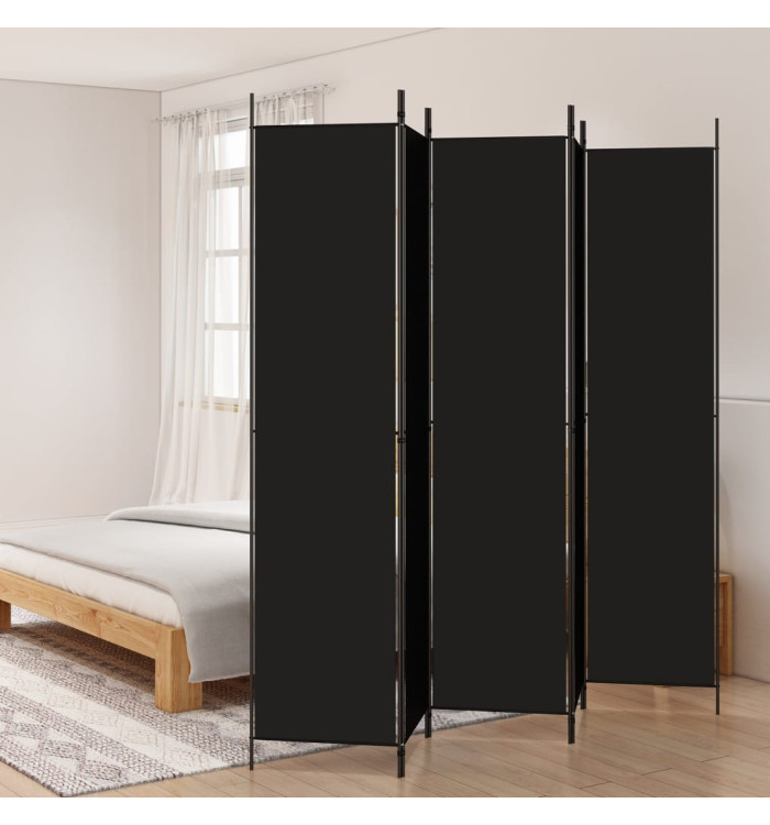 Cloison de séparation 5 panneaux Noir 250x220 cm Tissu | Mobilier & Déco
