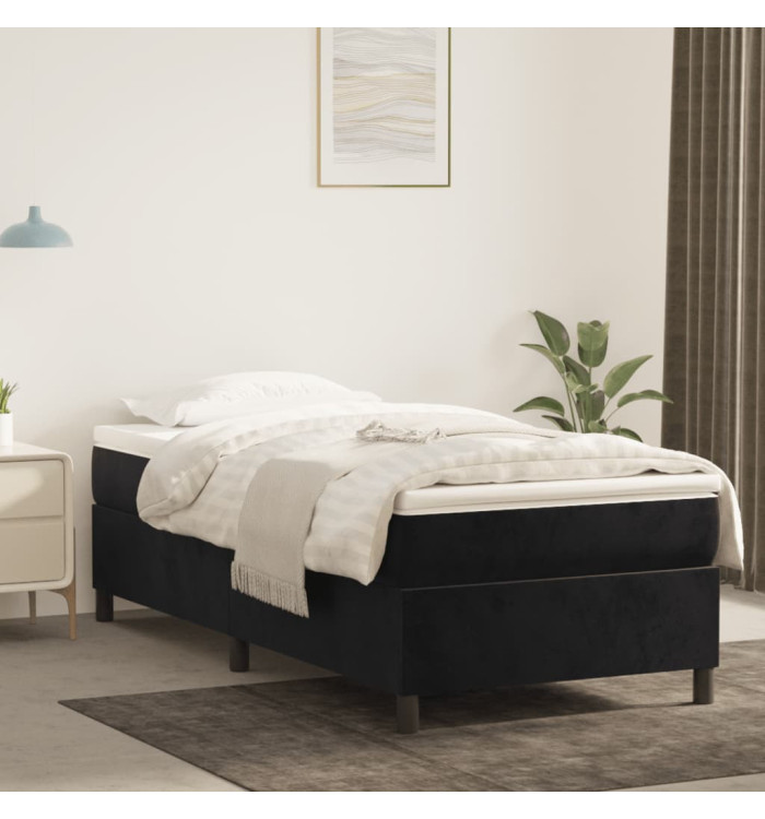 Cadre de lit sans matelas noir 90x190 cm velours | Mobilier & Déco