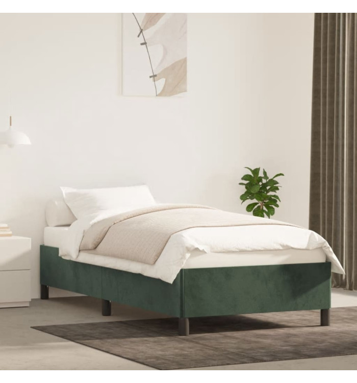 Cadre de lit sans matelas vert foncé 90x190 cm velours | Mobilier & Déco