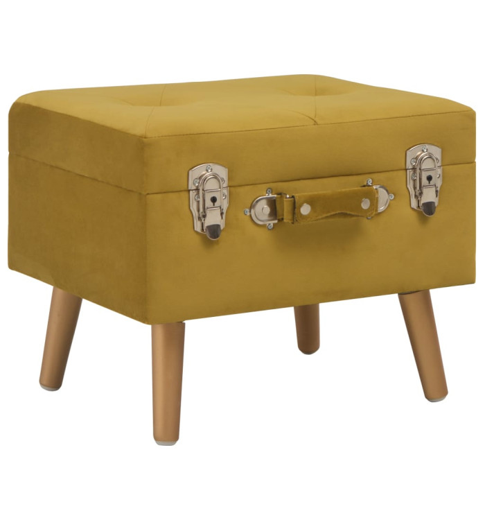 Tabouret de rangement 40 cm Jaune moutarde Velours | Mobilier & Déco