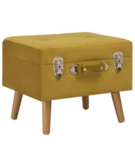 Tabouret de rangement 40 cm Jaune moutarde Velours | Mobilier & Déco
