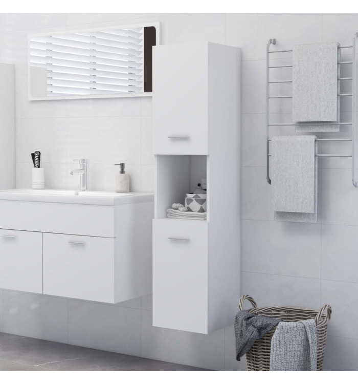 Armoire de salle de bain Blanc 30x30x130 cm Bois d’ingénierie | Mobilier & Déco