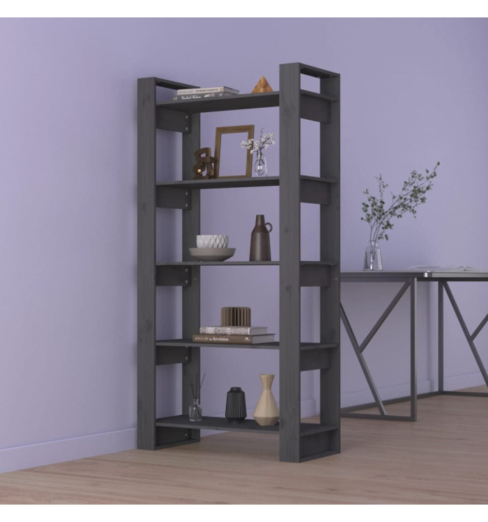 Bibliothèque/Séparateur de pièce Gris 80x35x160 cm Bois massif | Mobilier & Déco