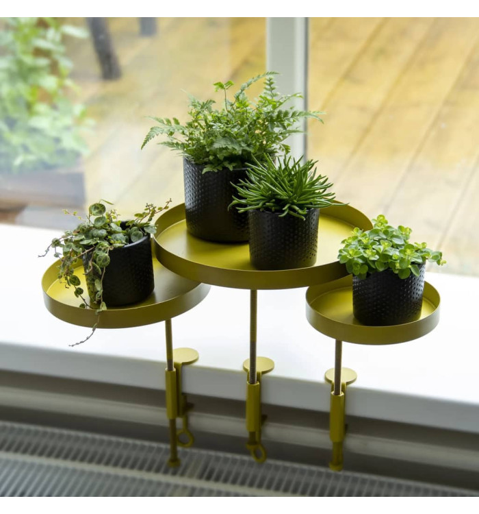 Esschert Design Plateau pour plantes avec pince Rond Doré L | Mobilier & Déco