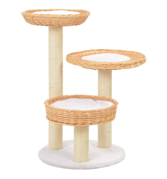 Arbre à chat avec griffoir en sisal Naturel Bois de saule | Mobilier & Déco