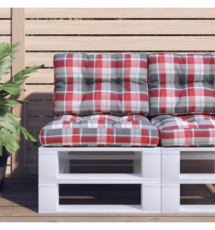 Coussins de palette lot de 2 motif à carreaux rouge tissu | Mobilier & Déco