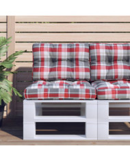 Coussins de palette lot de 2 motif à carreaux rouge tissu | Mobilier & Déco