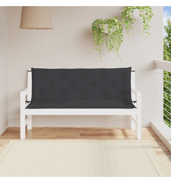 Coussins de banc jardin lot de 2 noir 150x50x7 cm tissu Oxford | Mobilier & Déco