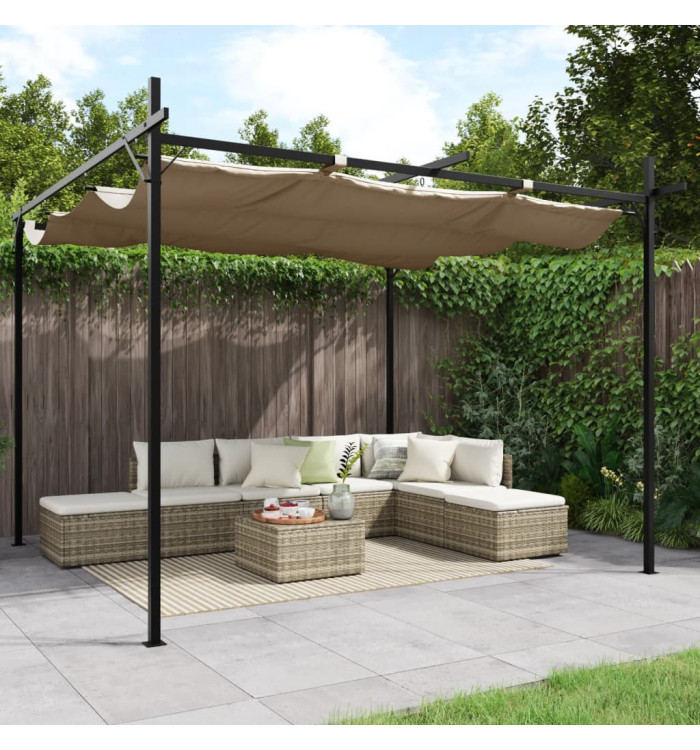 Pergola avec toit rétractable taupe 295x292x230 cm | Mobilier & Déco