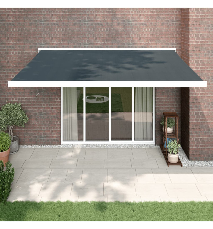 Auvent rétractable anthracite 4,5x3 m tissu et aluminium | Mobilier & Déco