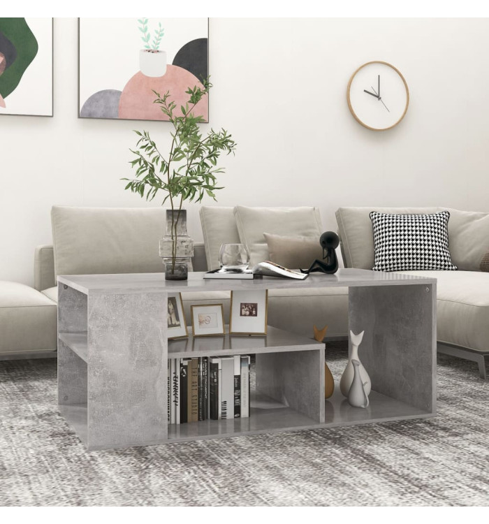 Table basse gris béton 100x50x40 cm bois d'ingénierie | Mobilier & Déco